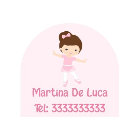 Etichette adesive personalizzate con nome ballerina castana per scarpe Danza