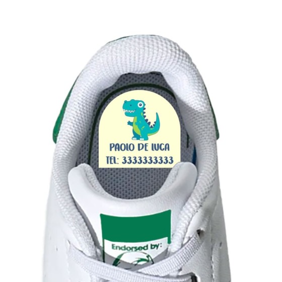 Etichette adesive personalizzate con nome dinosauro per scarpe Animali