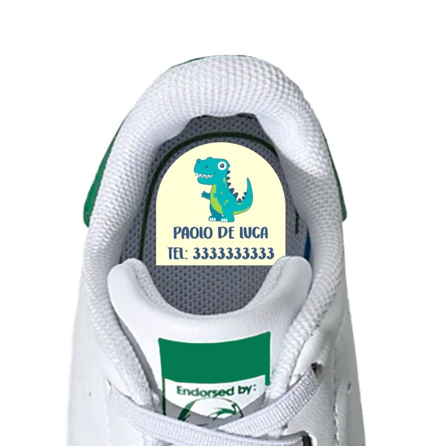 Etichette adesive personalizzate con nome dinosauro per scarpe Animali