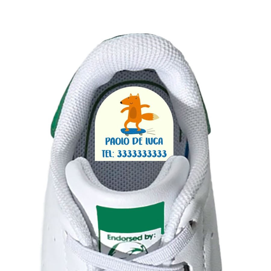 Etichette adesive personalizzate con nome volpe sullo skateboard per scarpe Animali