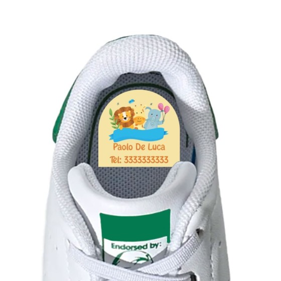 Etichette adesive personalizzate con nome party con gli animali per scarpe Animali