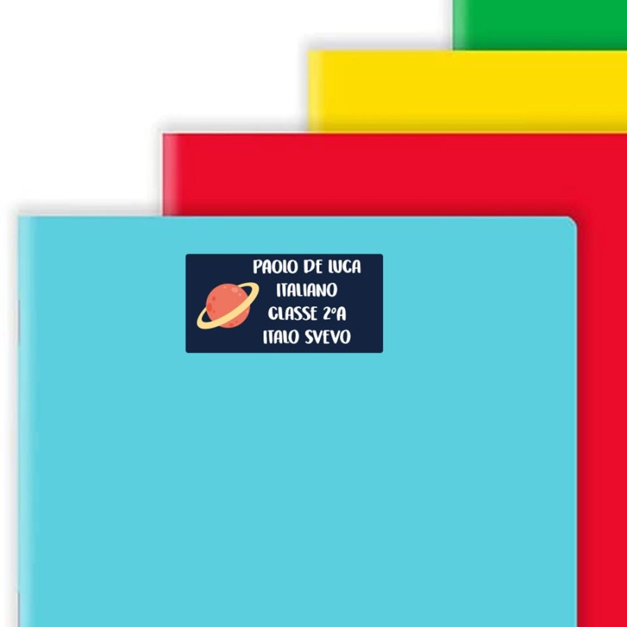 Etichette adesive personalizzate con nome navicella nello spazio per quaderni e libri Divertenti
