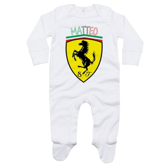 Tutina neonato personalizzata con nome ferrari Divertenti