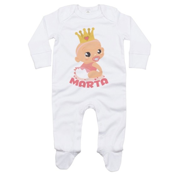 Tutina neonato personalizzata con nome bambino bambina con corona Divertenti