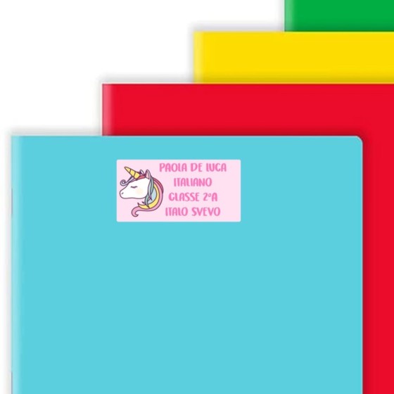 Etichette adesive personalizzate con nome unicorno magico per quaderni e libri Unicorni