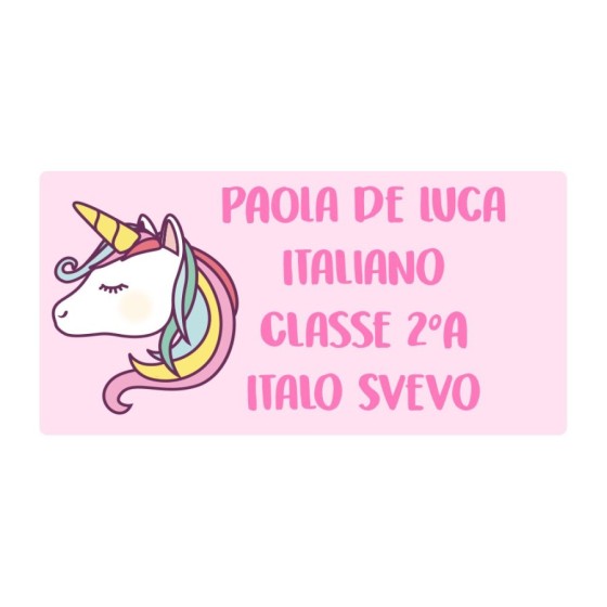 Etichette adesive personalizzate con nome unicorno magico per quaderni e libri Unicorni 2