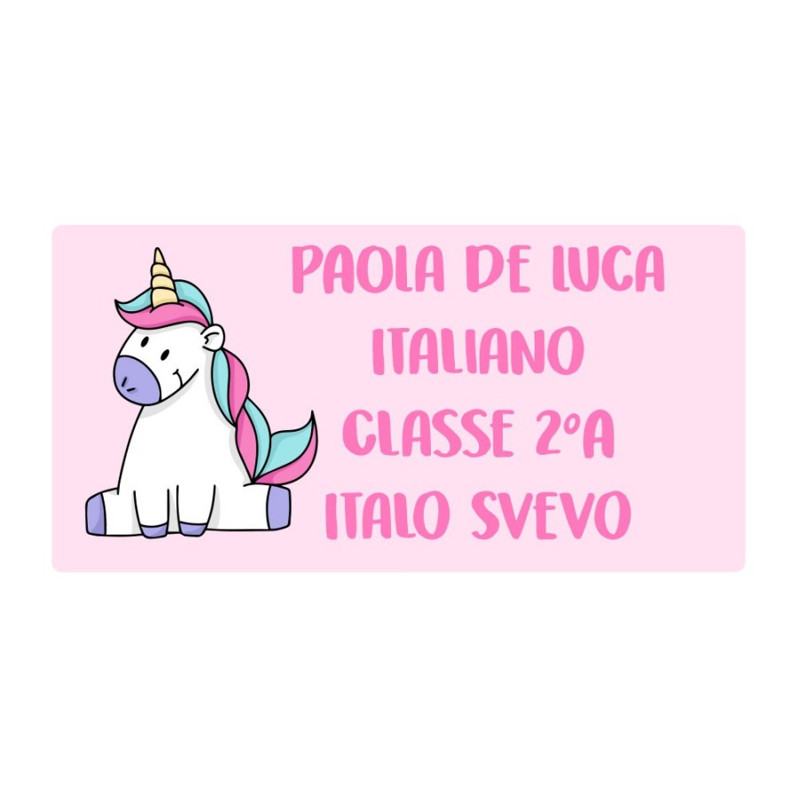 Etichette adesive personalizzate con nome unicorno con arcobaleno e stelle per quaderni e libri Unicorni