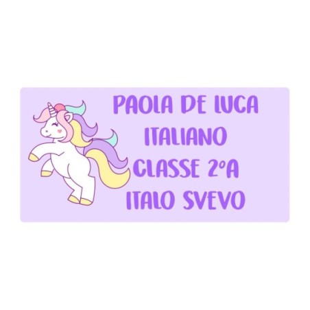 Etichette adesive personalizzate con nome unicorno con cuoricini per quaderni e libri Unicorni