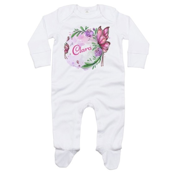 Tutina neonata personalizzata con nome farfalla watercolor Divertenti