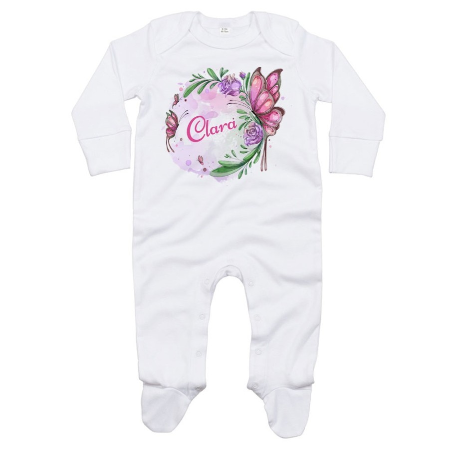 Tutina neonata personalizzata con nome farfalla watercolor Divertenti