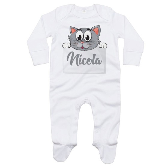 Tutina neonato personalizzata con nome baby gattino Divertenti