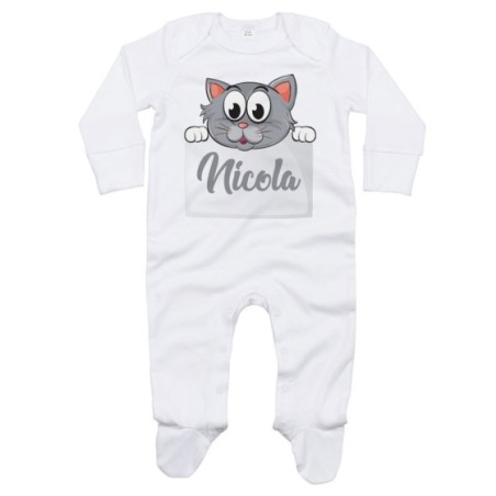 Tutina neonato personalizzata con nome baby gattino