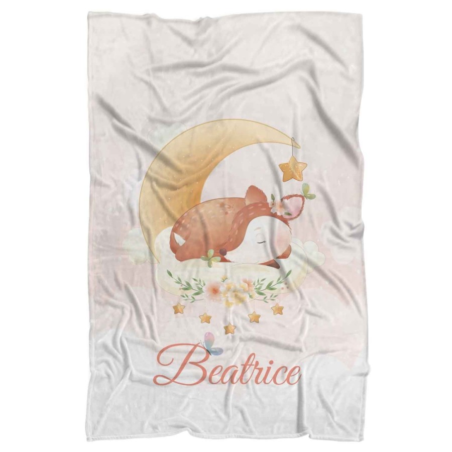 Plaid coperta personalizzata con nome cerbiatto con stellina Animali
