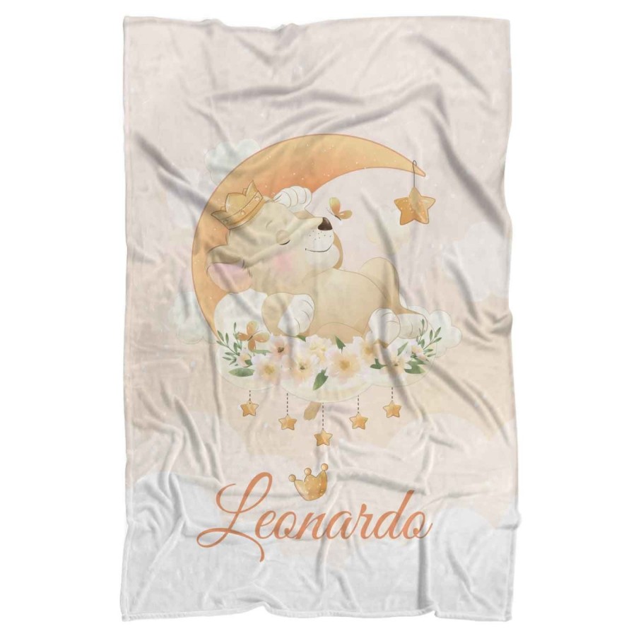 Plaid coperta personalizzata con nome leoncino con stellina e corona Animali