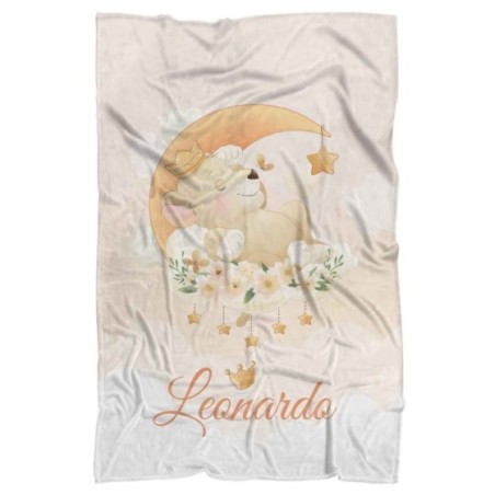 Plaid coperta personalizzata con nome leoncino con...