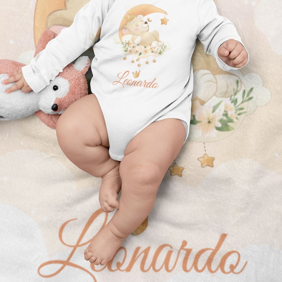 Plaid coperta personalizzata con nome leoncino con stellina e corona Animali