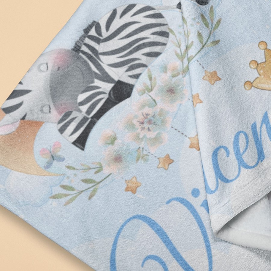 Plaid coperta personalizzata con nome zebra con stellina e corona Animali