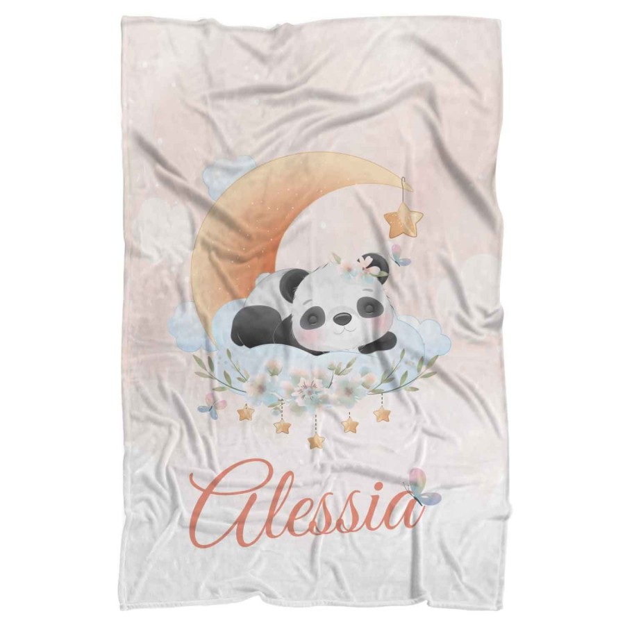Plaid coperta personalizzata con nome panda con stellina Animali