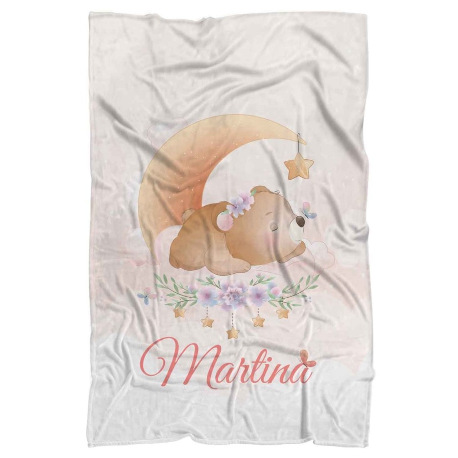 Plaid coperta personalizzata con nome orso con stellina Animali