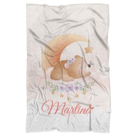 Plaid coperta personalizzata con nome orso con stellina Animali