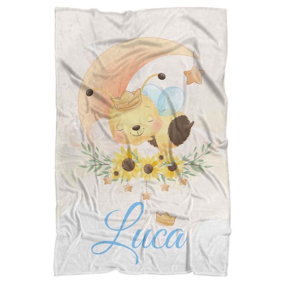 Plaid coperta personalizzata con nome ape con stellina e corona Animali