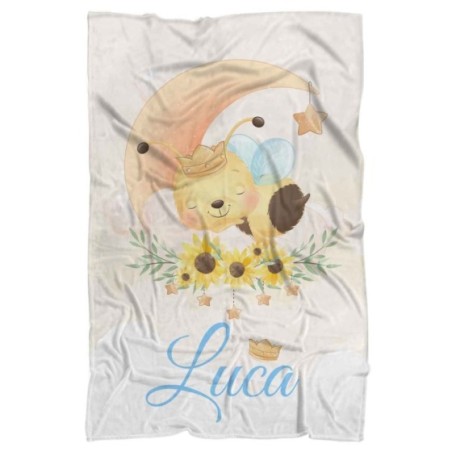 Plaid coperta personalizzata con nome ape con stellina e corona Animali