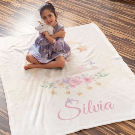Plaid coperta personalizzata con nome coniglietta con stellina Animali