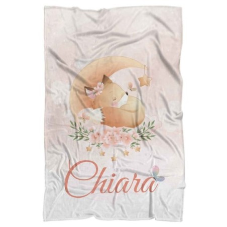 Plaid coperta personalizzata con nome volpe con stellina