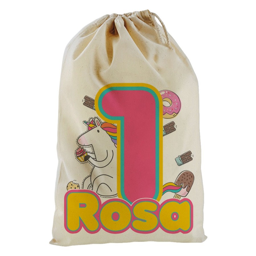 Sacchetto nascita bimbo personalizzato con nome festa a tema unicorno con dolciumi Compleanno