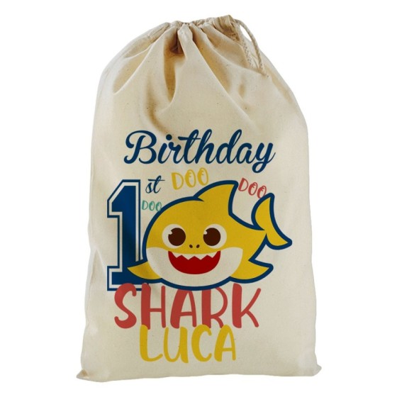 Sacchetto nascita bimbo personalizzato con nome festa a tema piccolo squaletto Compleanno
