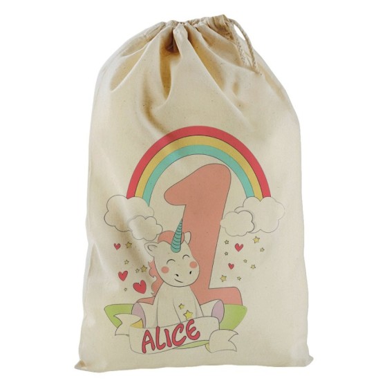 Sacchetto nascita bimbo personalizzato con nome festa a tema unicorno Compleanno