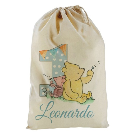 Sacchetto nascita bimbo personalizzato con nome festa a tema winnie the pooh Compleanno
