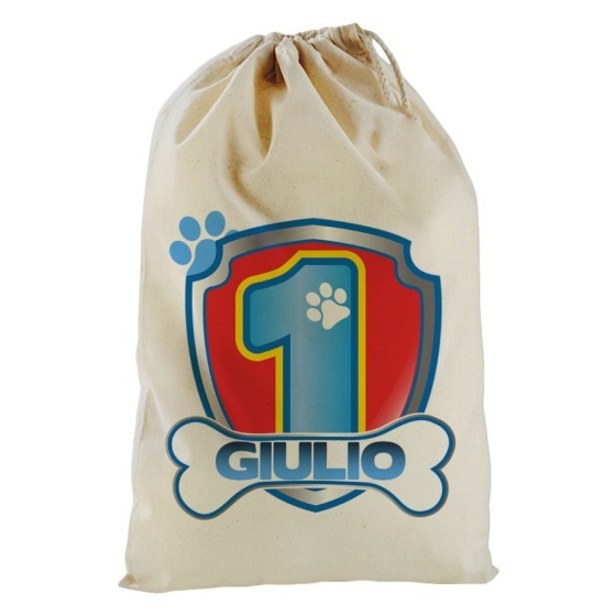 Sacchetto nascita bimbo personalizzato con nome festa a tema paw patrol Compleanno