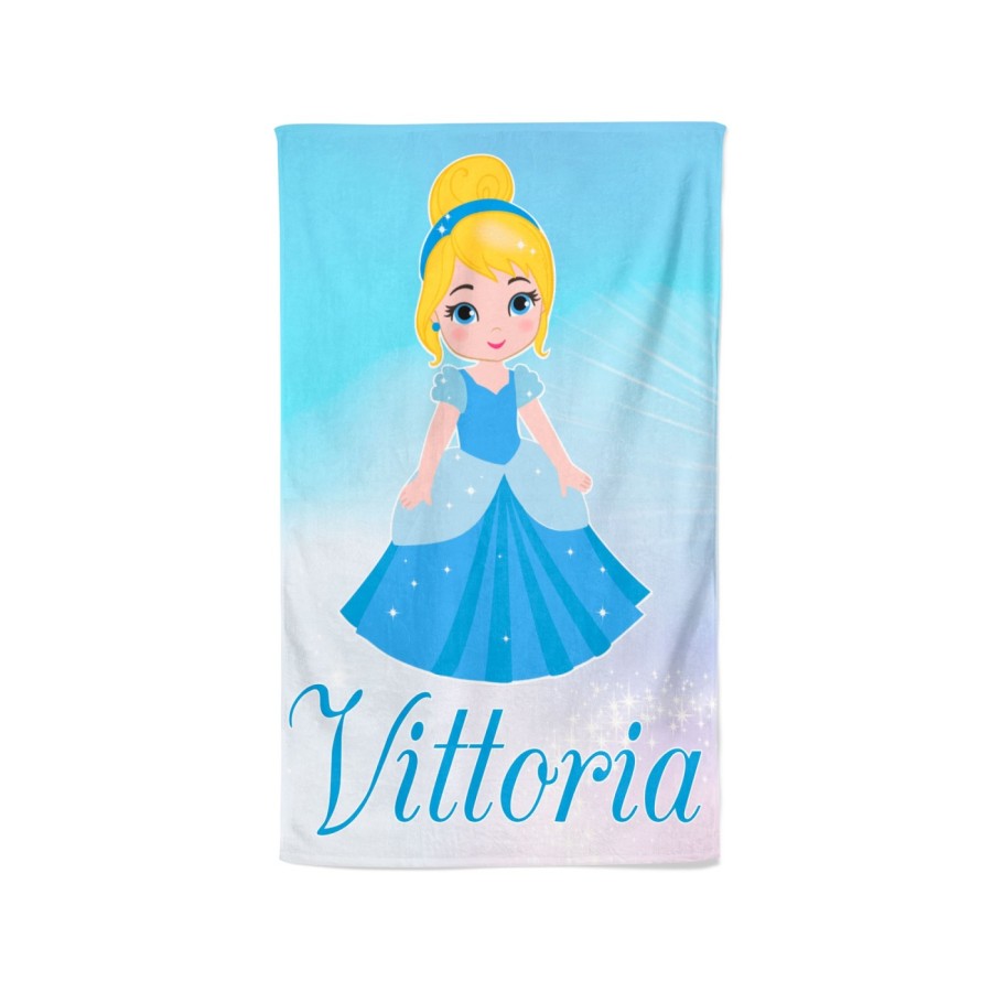 Asciugamani personalizzato con nome baby principessa cenerentola Cartoon