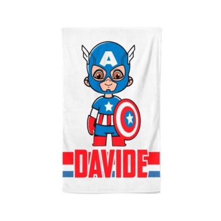 Asciugamani personalizzato con nome baby captain america