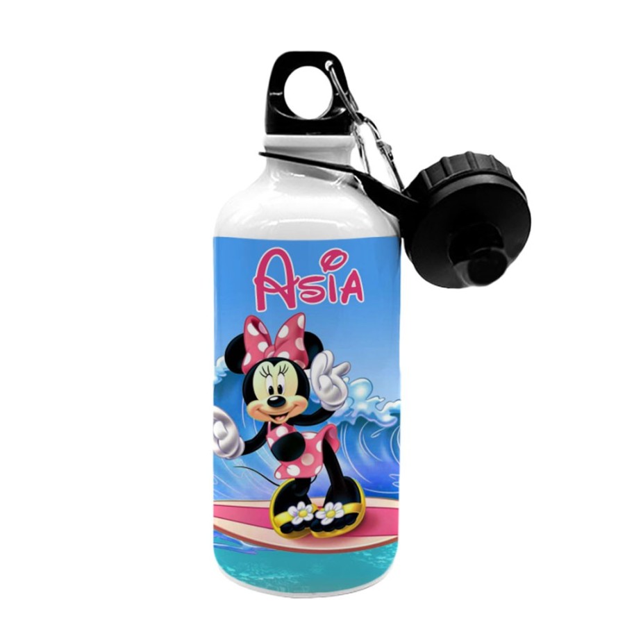 Borraccia personalizzata con nome minnie surf Cartoon