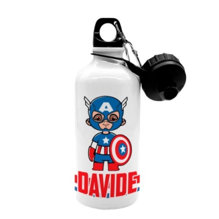 Borraccia personalizzata con nome baby captain america