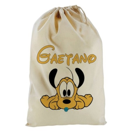 Sacchetto nascita bimbo personalizzato con nome baby pluto