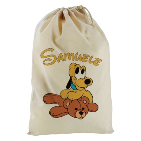 Sacchetto nascita bimbo personalizzato con nome pluto con...