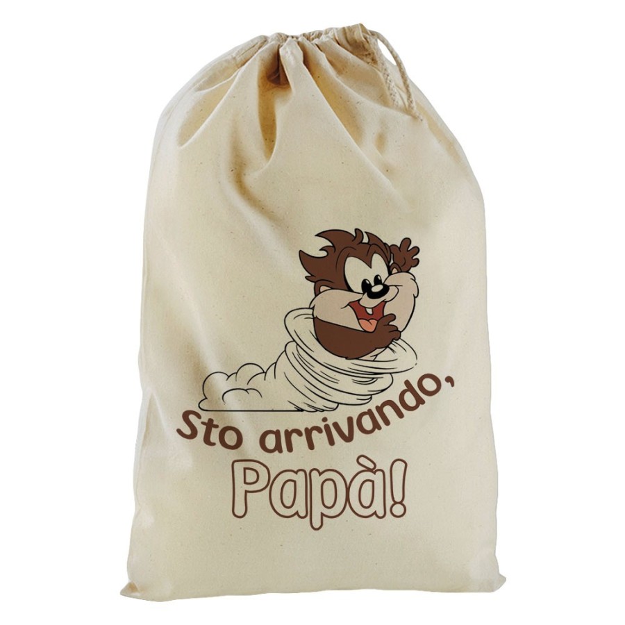 Sacchetto nascita bimbo baby taz sto arrivando papà Cartoon