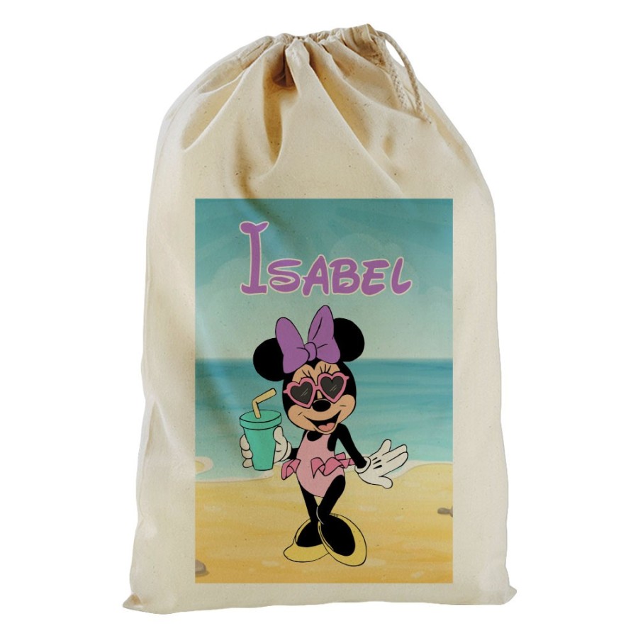 Sacco mare personalizzato con nome minnie in spiaggia Cartoon