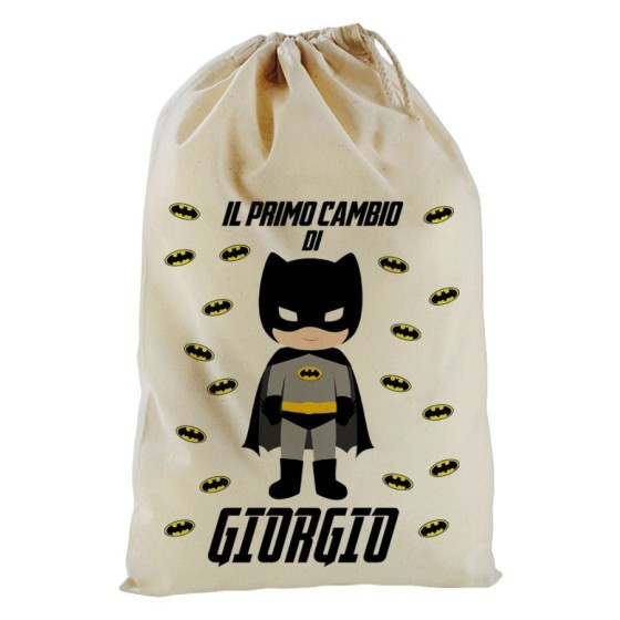 Sacchetto nascita bimbo personalizzato con nome baby batman Cartoon