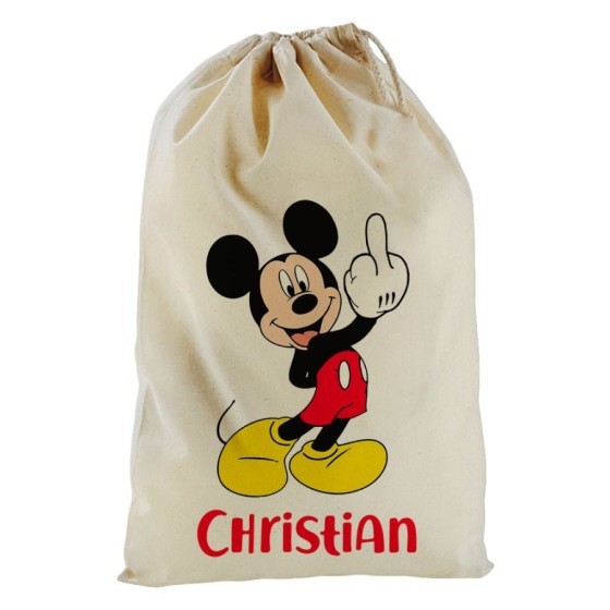 Sacchetto nascita bimbo personalizzato con nome topolino - minnie dito medio Cartoon