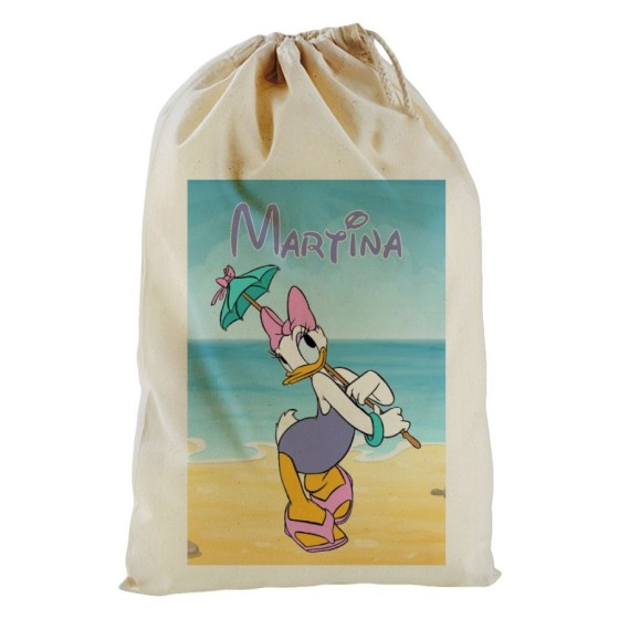 Sacco mare personalizzato con nome paperina l’ombrellina Cartoon