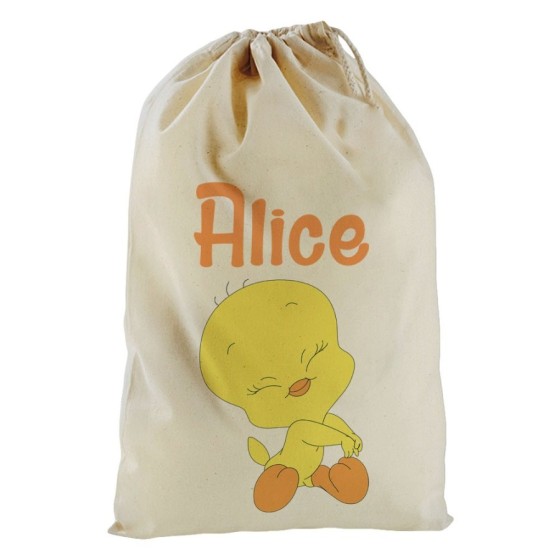 Sacchetto nascita bimba personalizzato con nome baby titti coccolosa Cartoon