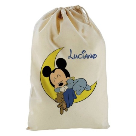 Sacchetto nascita bimbo personalizzato con nome topolino...