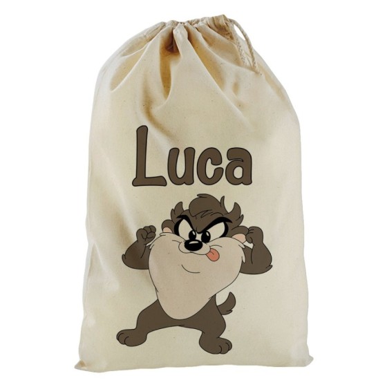 Sacchetto nascita bimbo personalizzato con nome baby tazmania linguaccia Cartoon