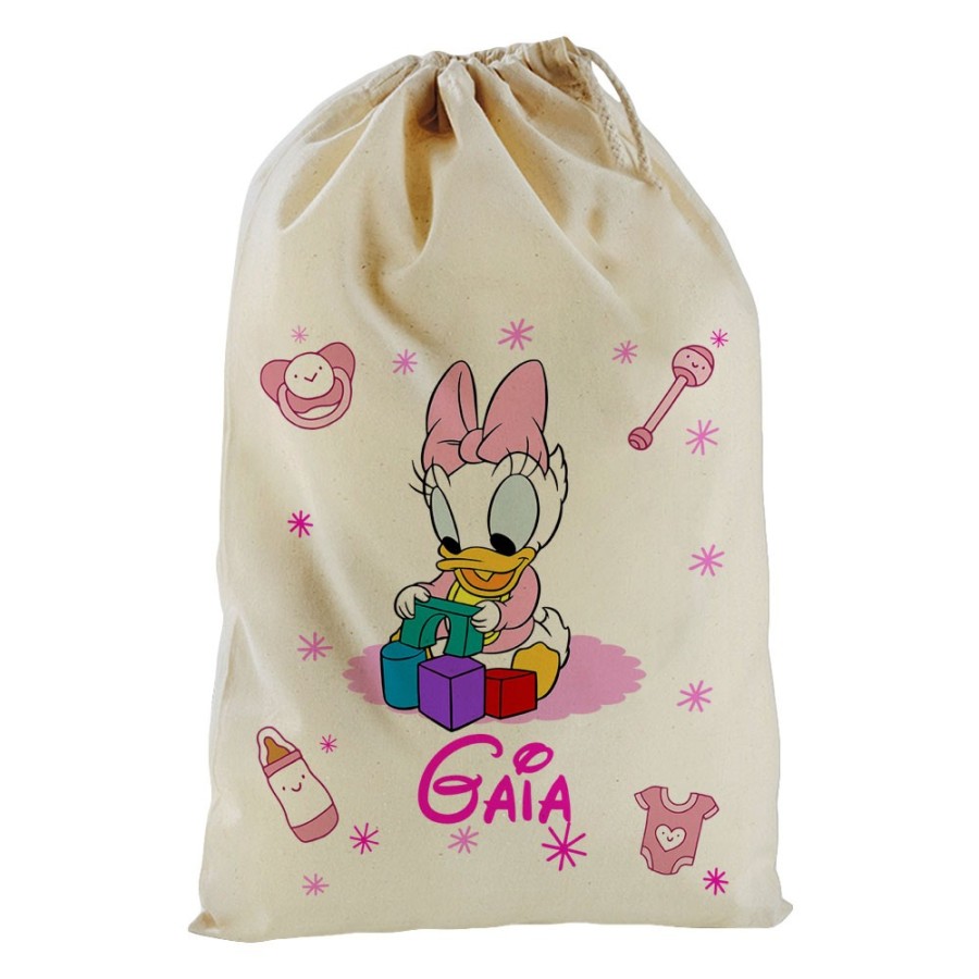 Sacchetto nascita bimba personalizzato con nome baby paperina Cartoon