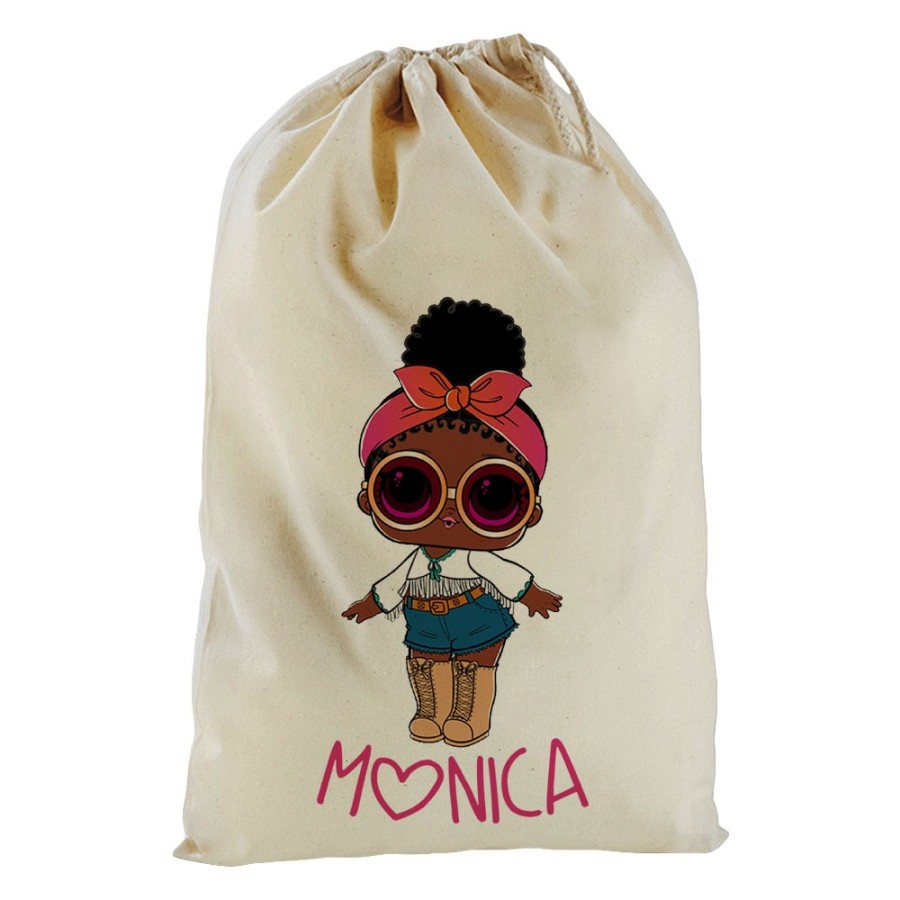 Sacchetto nascita bimba personalizzato con nome lol con la bandana e occhiali Cartoon