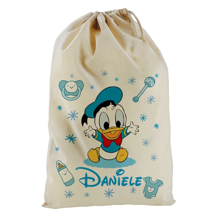 Sacchetto nascita bimbo personalizzato con nome baby paperino Cartoon